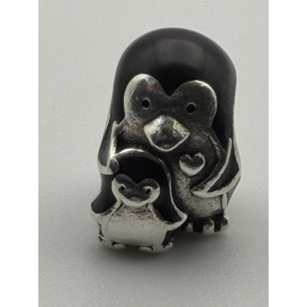 Pandora Sterling Silver Black Enamel Penguin Family Bead Charm 791404EN60